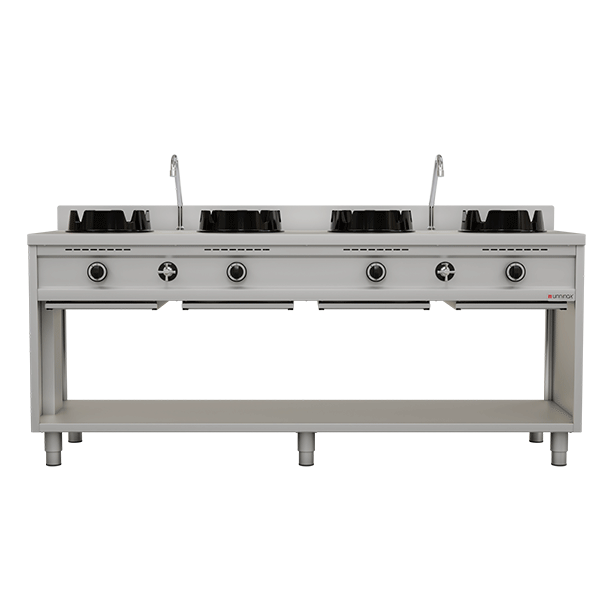 Wokherd Gas-Wok-Herd â€“ 4Ã—15 kW â€“ 4 Kochzonen