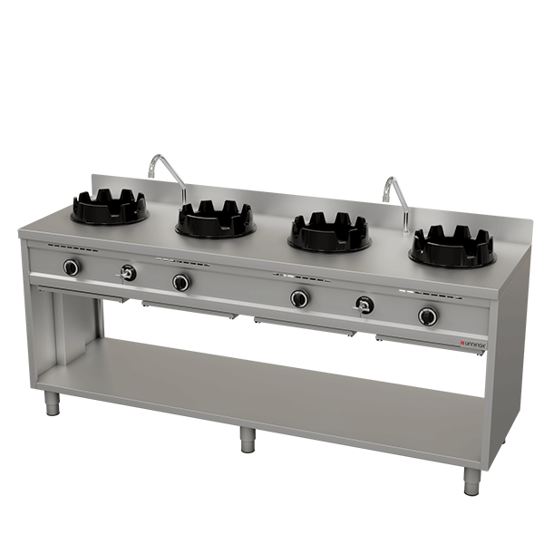 Wokherd Gas-Wok-Herd â€“ 4Ã—15 kW â€“ 4 Kochzonen