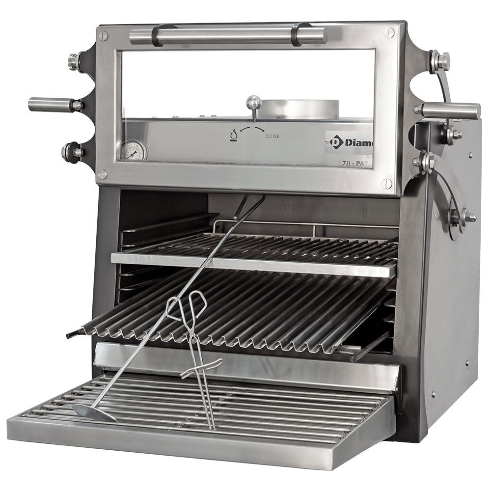 Holzkohleofen-BBQ, GN 1/1 (60 Kg/h)- Anhebbar Tür/Edelstahl - CBQ-060/RX