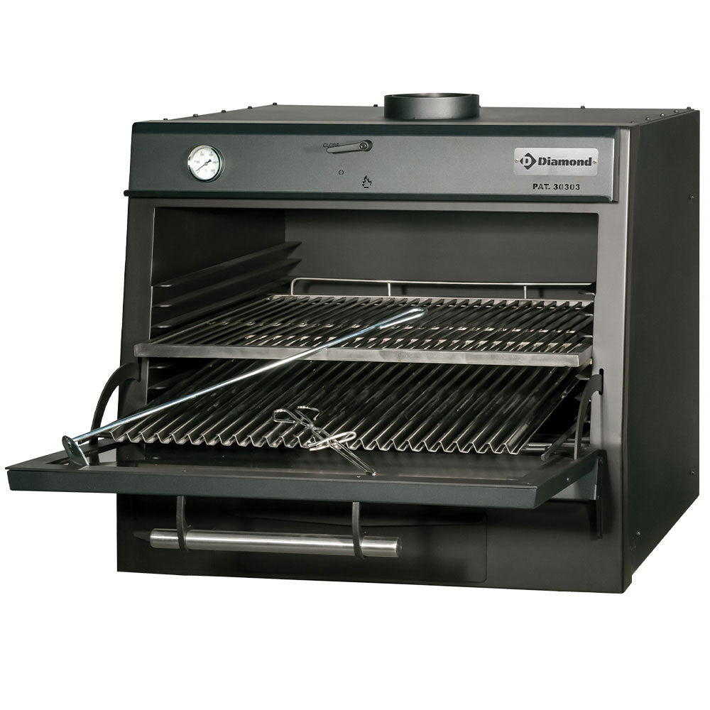 Holzkohleofen-BBQ, GN 1/1 + GN2/4 (75 Kg/h)/Schwarz - CBQ-075/BK