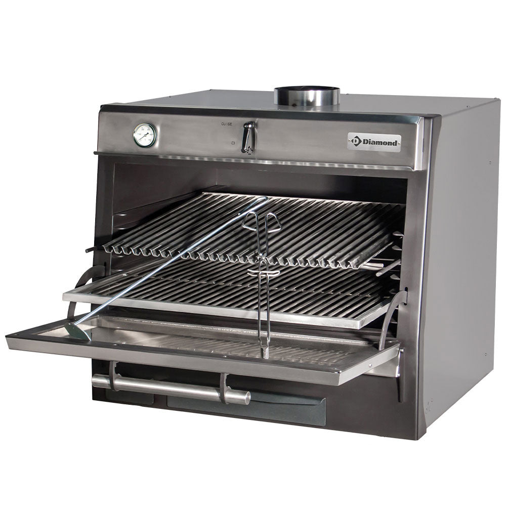 Holzkohleofen-BBQ, GN 1/1 + GN2/4 (75 Kg/h)/Edelstahl - CBQ-075/SS