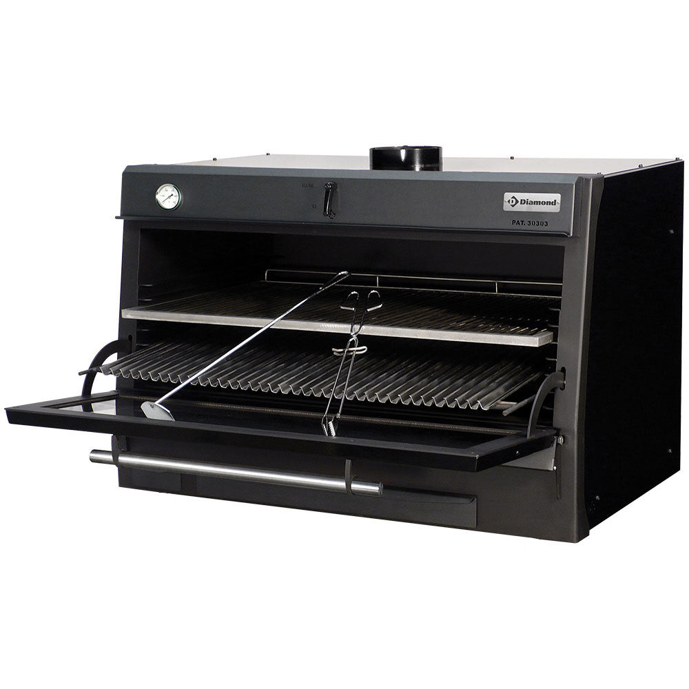 Holzkohleofen-BBQ, GN 2/1 + GN1/1 (150 Kg/h)/Schwarz - CBQ-120/BK