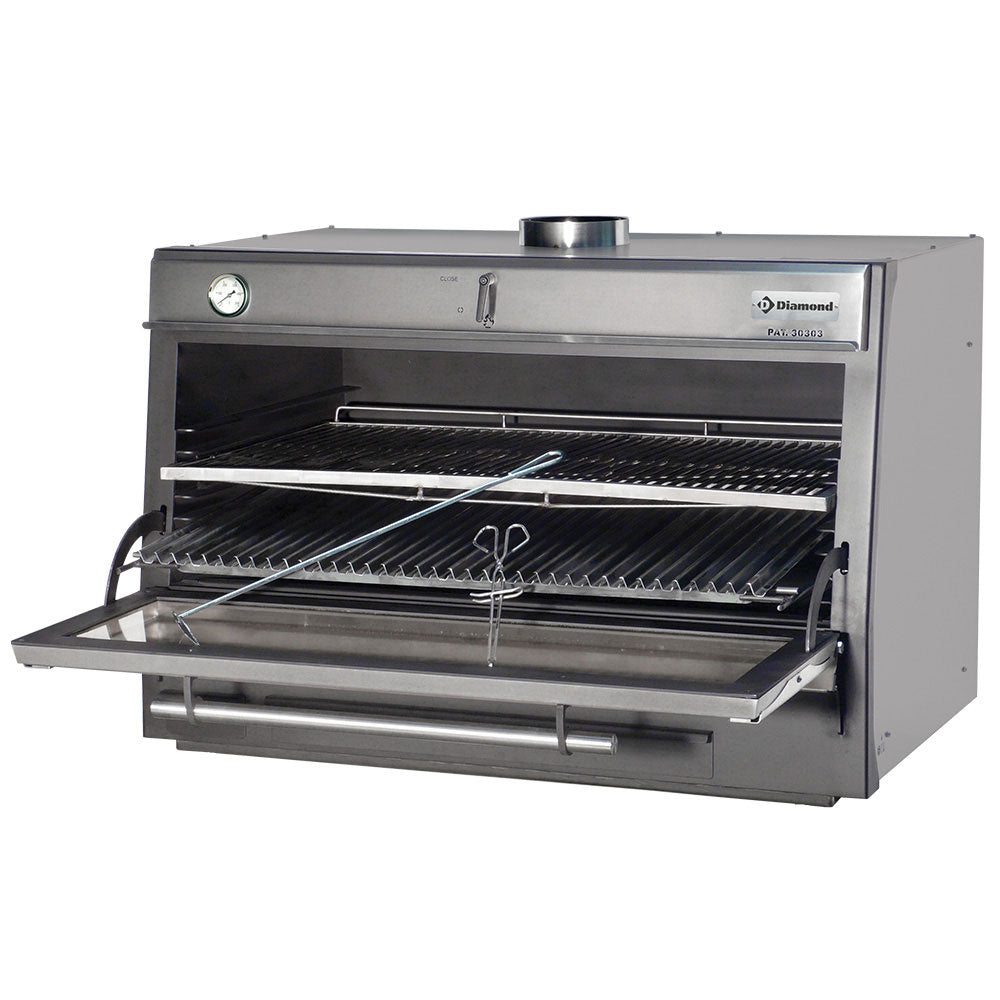 Holzkohleofen-BBQ, GN 2/1 + GN1/1 (150 Kg/h)/Edelstahl - CBQ-120/SS