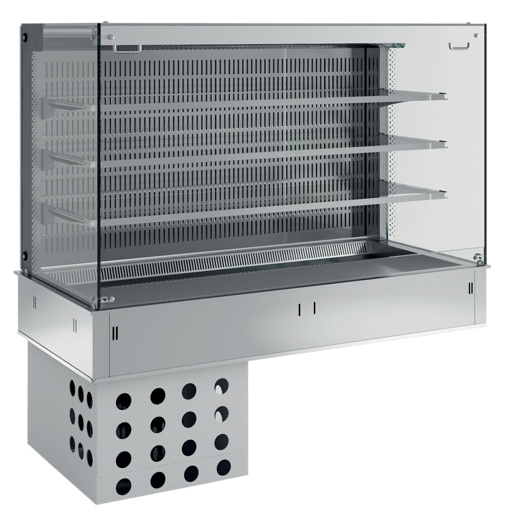 Wandaufstellung, Platte und Vitrine "viereckig" auf 3 Ebenen offen (mit Rollo), umluftgekühlt, 4x GN 1/1 - DPA/CTVA315-R2