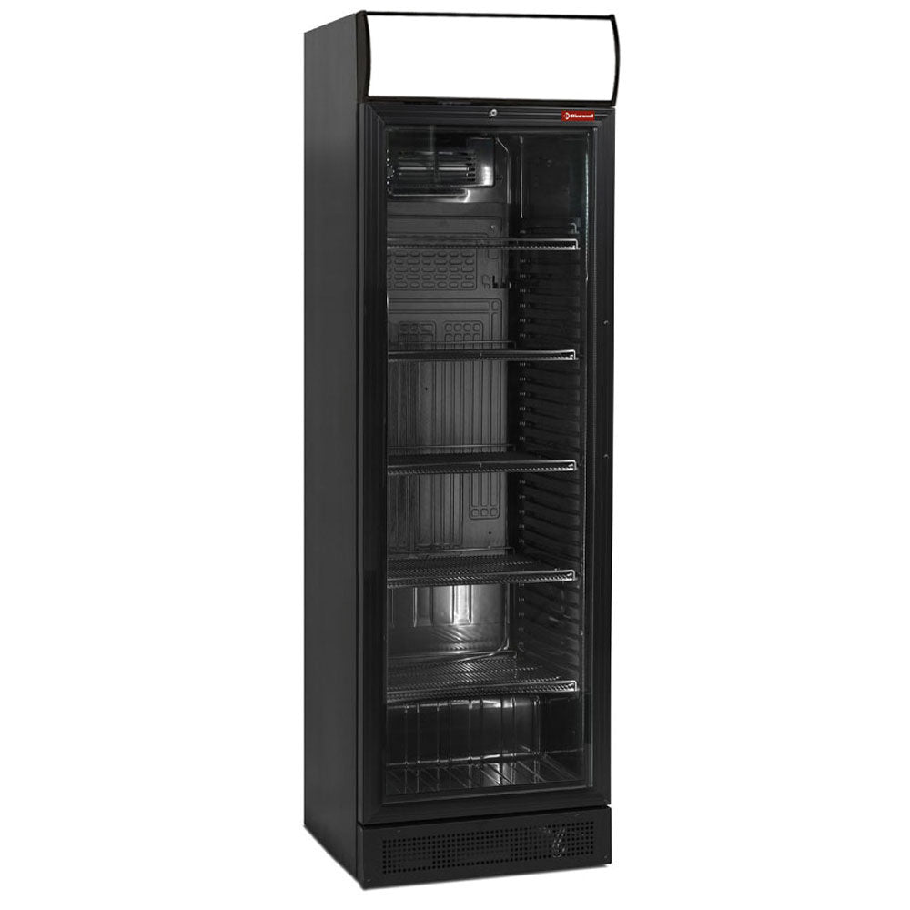Kühlvitrine T Grad positiv, 380 Liter, schwarz, mit Leuchtkasten - DRINK-38V/Z6