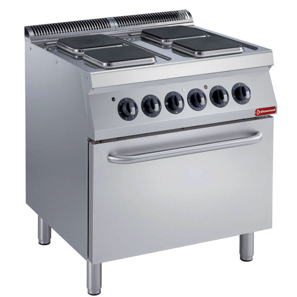 Elektro Plattenherd mit 4 rechteckige Kochplatten, Elektrobackofen GN 2/1 - E17/4PQF8-230/3--N