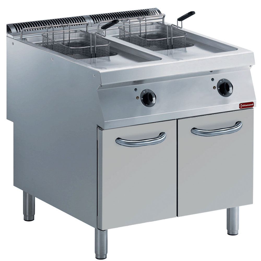 Elek. Friteuse 2 Becken "Y" je 15 L, externe Brenner, auf Unterschrank - E22/F30A8-230/3--N