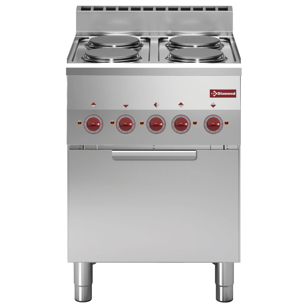 Elektroherd 4 Kochplatten und Konvektionsbackofen GN 2/3 - E60/4PFV6-N