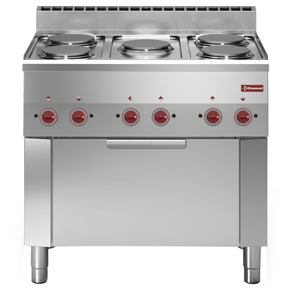 Elektroherd 5 Kochplatten und Konvektionsbackofen GN1/1 - E60/5PFV9-230/3-N