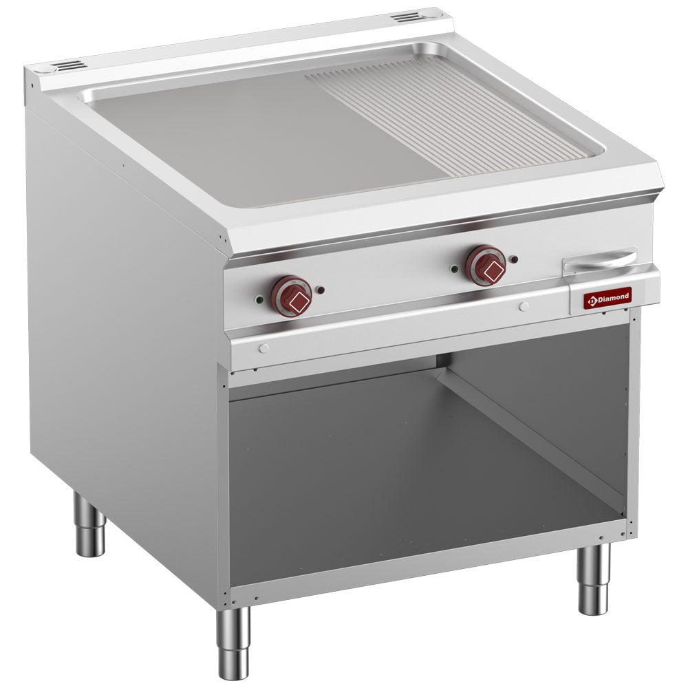 Elektro-Grillplatte 2/3 glatt & 1/3 gerillt, Mod 1/1, offener Unterbau - E9/PMA8-N