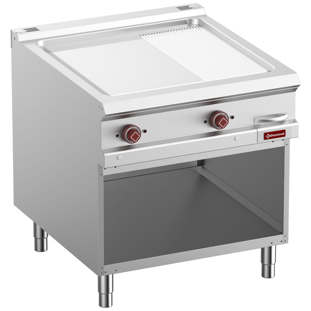 Elektro-Grillplatte 2/3 glatt & 1/3 gerillt, Modul 1/1, offener Unterbau - E9/PMCA8-N