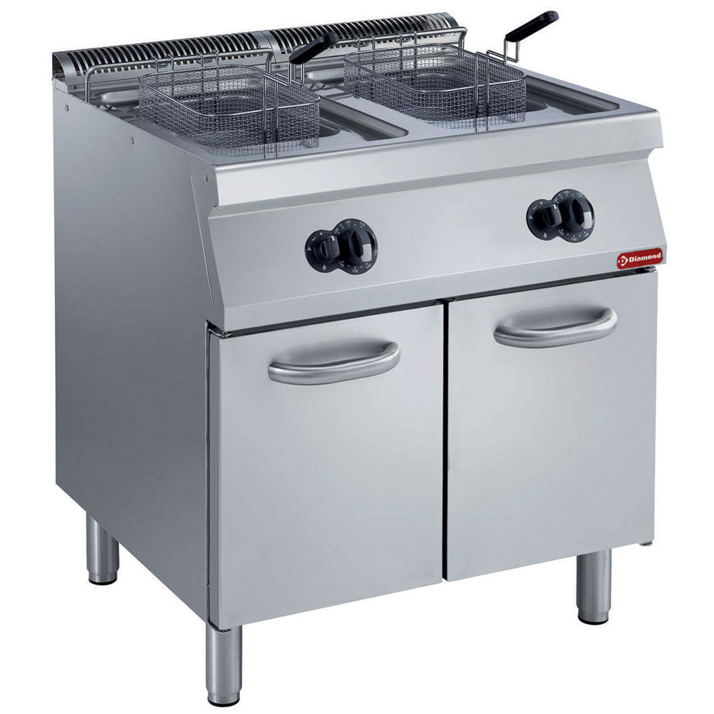 Gas Friteuse, 2 Becken in "Y" Form, 2x 15 L, externer Brenner, auf Unterbau - G17/F30A8-N