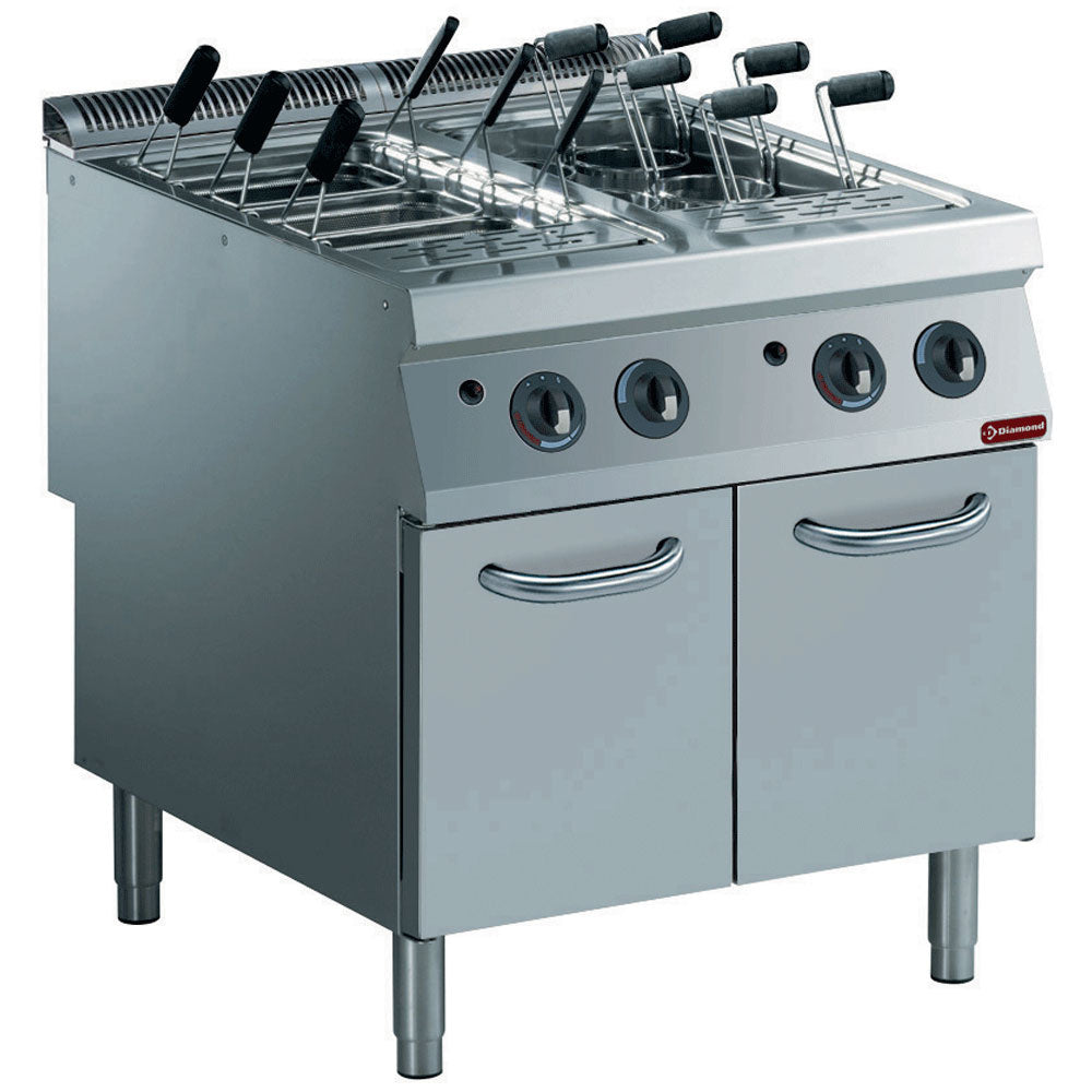 Gas Nudelkocher 2 Becken GN 1/1 auf Unterschrank (ohne Körbe) - G22/CPA8-N