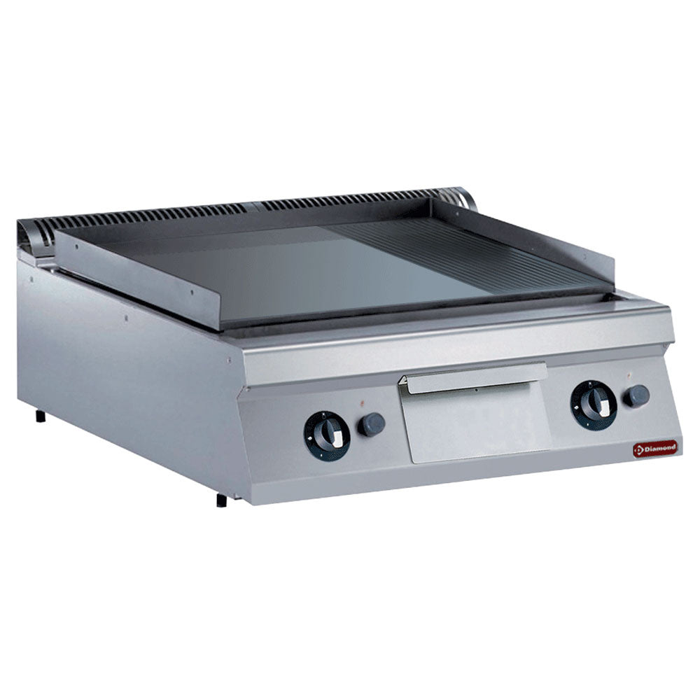 Gas Grillplatte 2/3 glatt und 1/3 gerillt, Hartchrom -TOP- - G22/PMCD8T-N