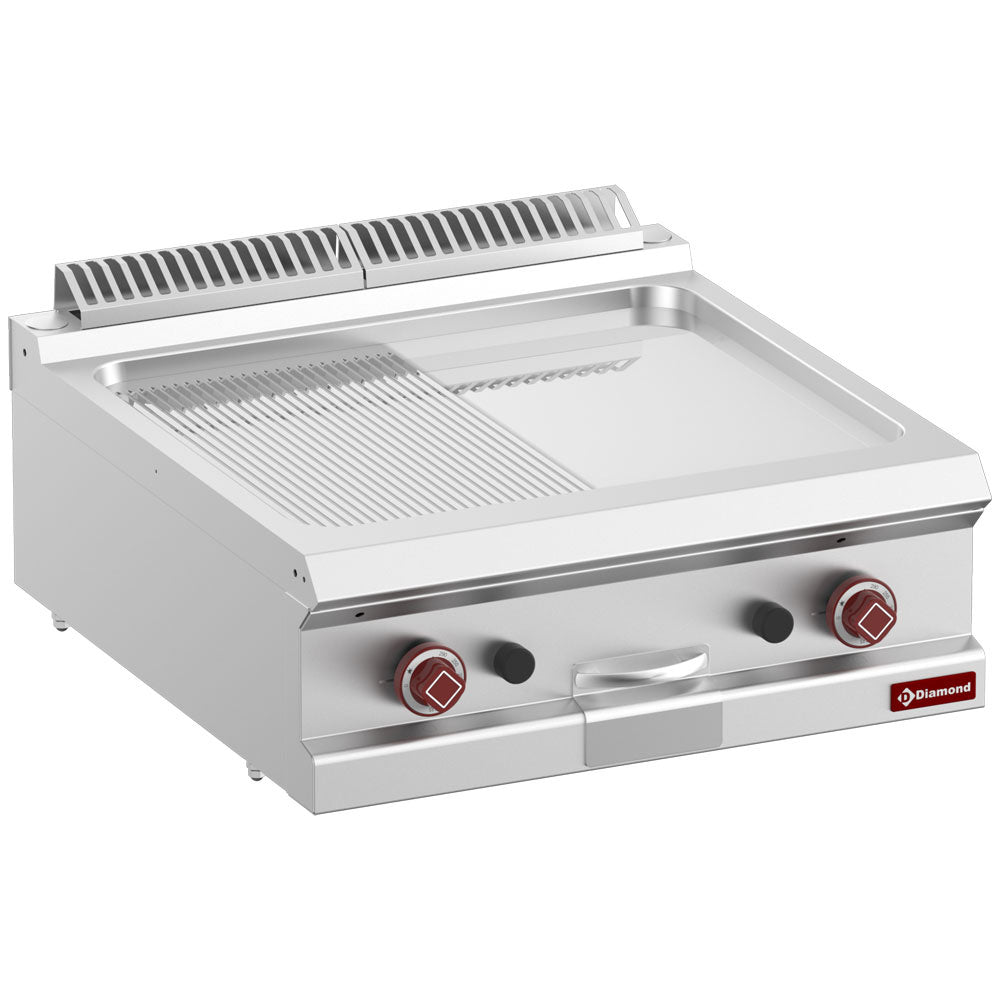 Gas-Grillplatte 1/2 glatt, 1/2 gerillt,  hartverchromt, Mod. 1/1-Top- - G7/PMCD7T-N