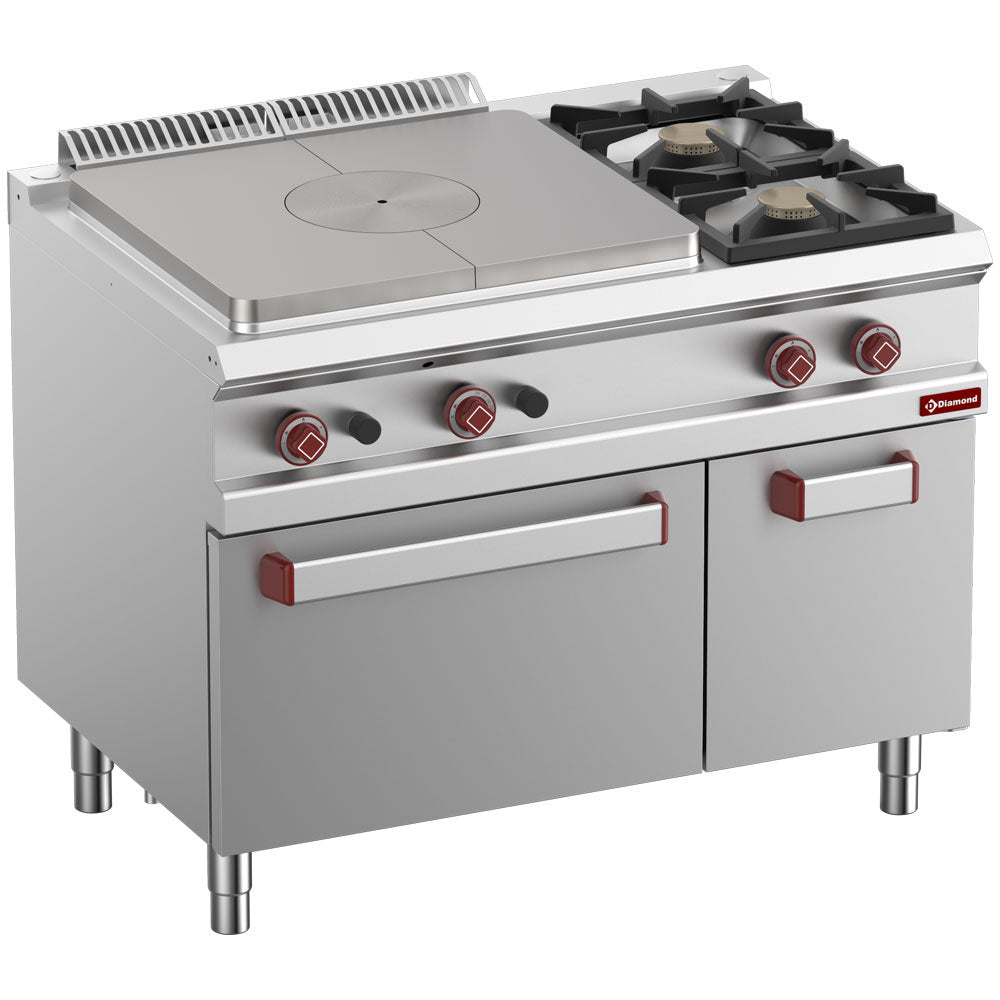 Gas Glühplatte, 2 Brenner, Gasbackofen GN 2/1, Unterbau GN1/1 - G7/T2BFA11-N