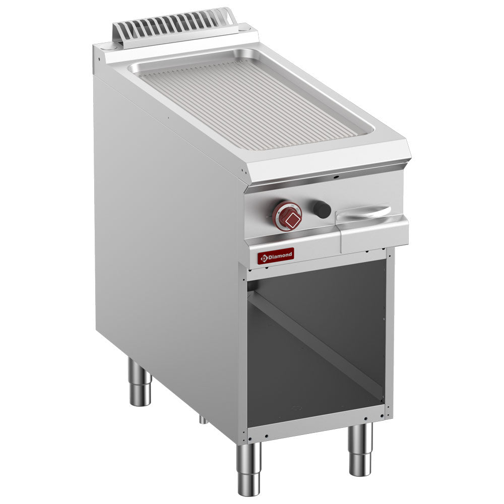 Gas-Grillplatte, gerillt,  Gasmodul 1/2, offener Unterbau - G9/PRA4-N