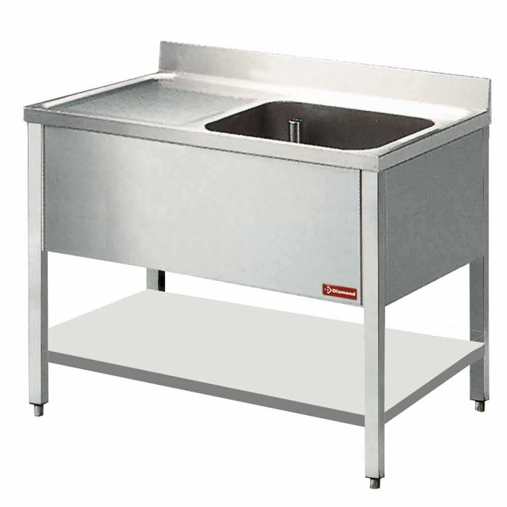 Spültisch 1 Becken 600x500xh325, Abtropffläche links - L1411S-D