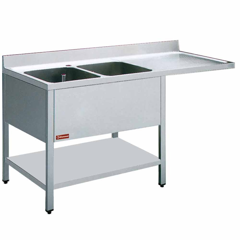 Spültisch 2 Becken und 1 Abtropffläche - L1821VD-D