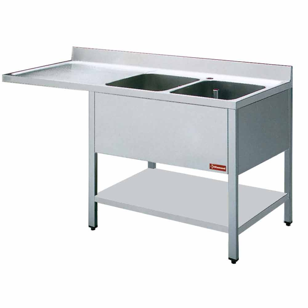 Spültisch 2 Becken und 1 Abtropffläche - L1821VS-D