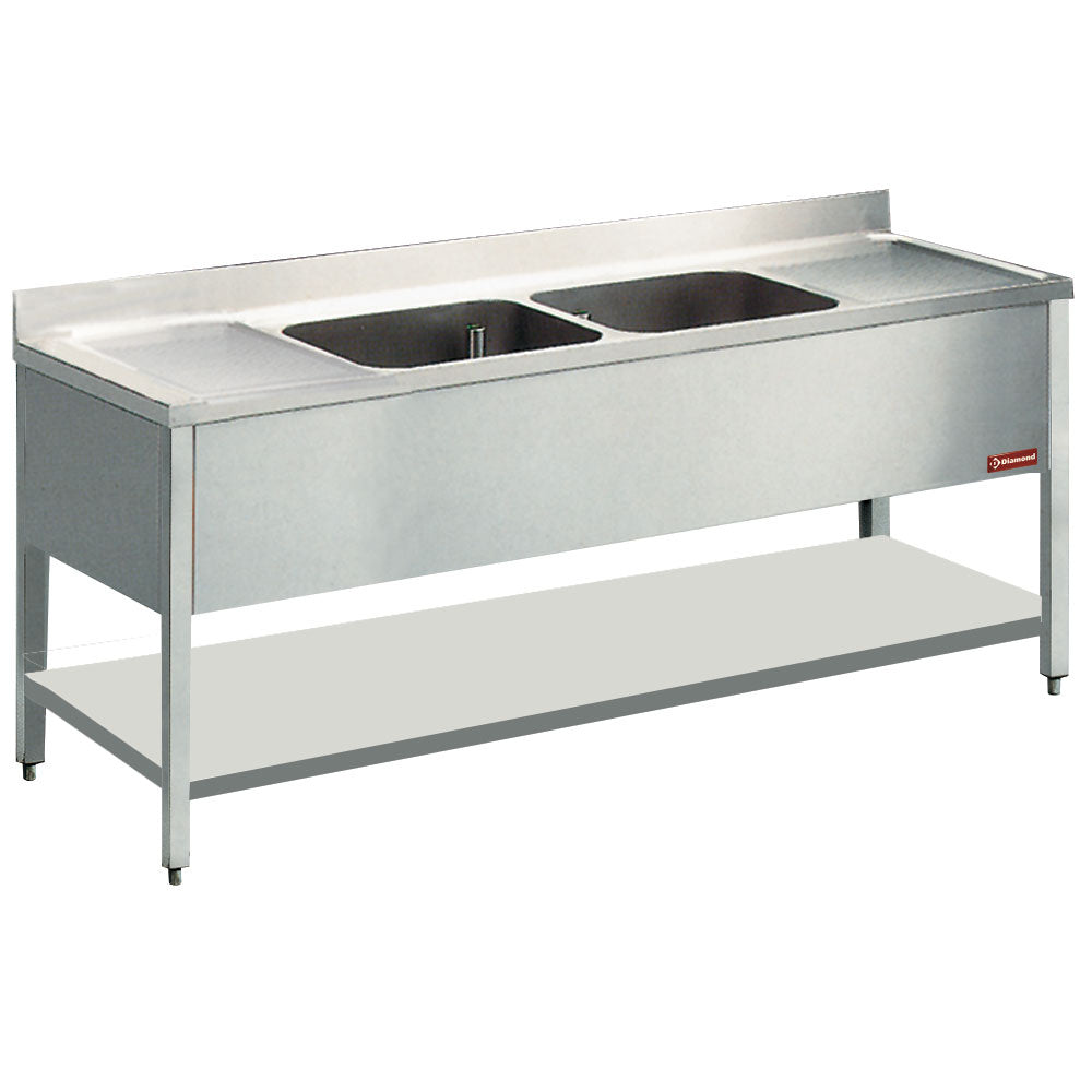 Spültisch 2 zent. Becken 500x500xh325 - L2021-D