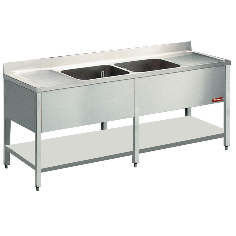 Spültisch 2 Becken und 2 Abtropfflächen - L2421-D