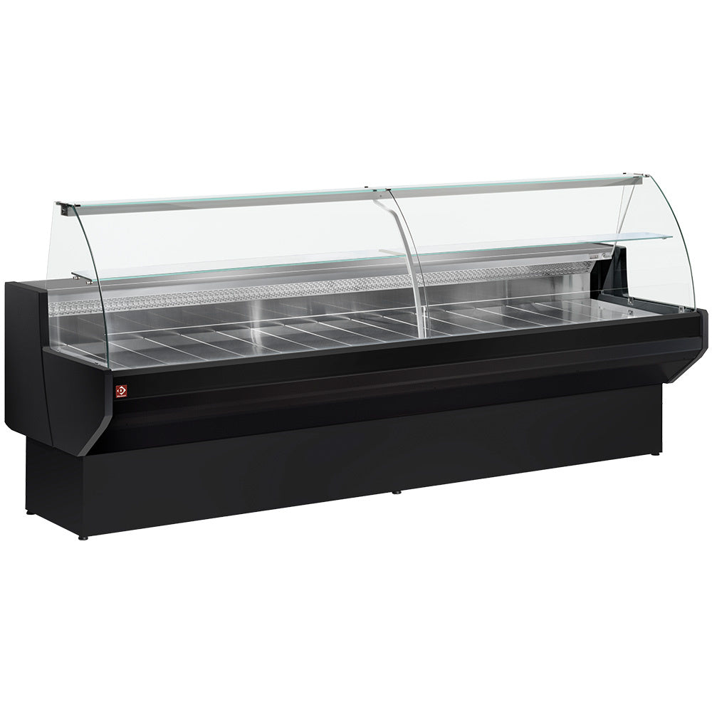 Kühltheke mit gebogenem Glas, Umluft mit Reservefach - SCHWARZ - ML10/B5-VV/R2