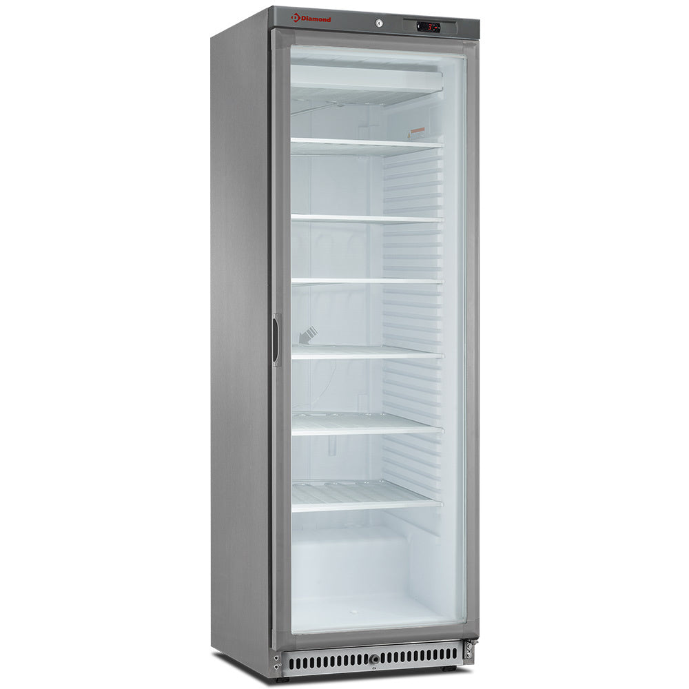 Gefrierschrank, statisch, Glastür, 400 Liter. aus Edelstahl - NFT402-R2X/G