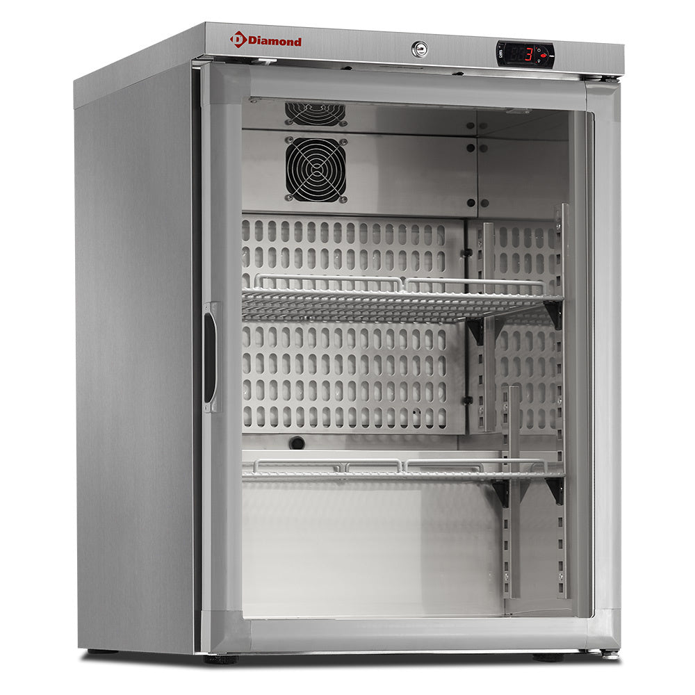 Kühlschrank, Glastür, belüftet, 150 Liter. aus Edelstahl - PFV202-R6X/G