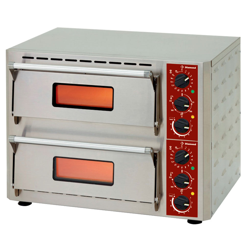 Elektro Pizzaofen, 2 Kammern (3 +3 kW), 430x430xh100 mm - PIZZA-QUICK/43-2C