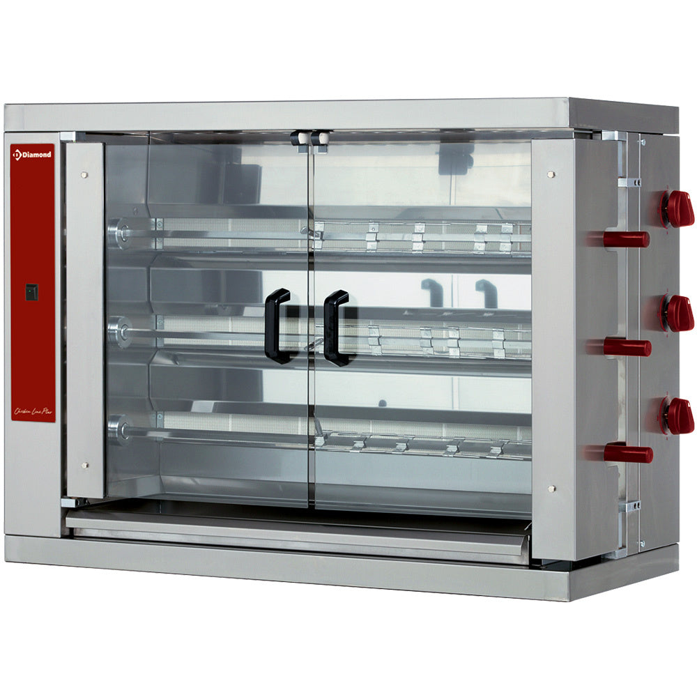 Hähnchengrill Gas, 3 Spieße (18 Hähnchen) - RVG/3-CM