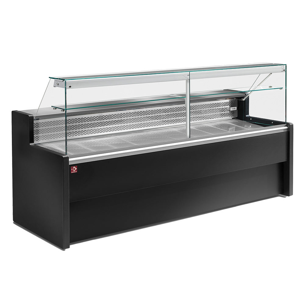 Kühlheke mit gerader Scheibe 90 Grad, inkl. Reservefach - SCHWARZ - RO30/B5-R2