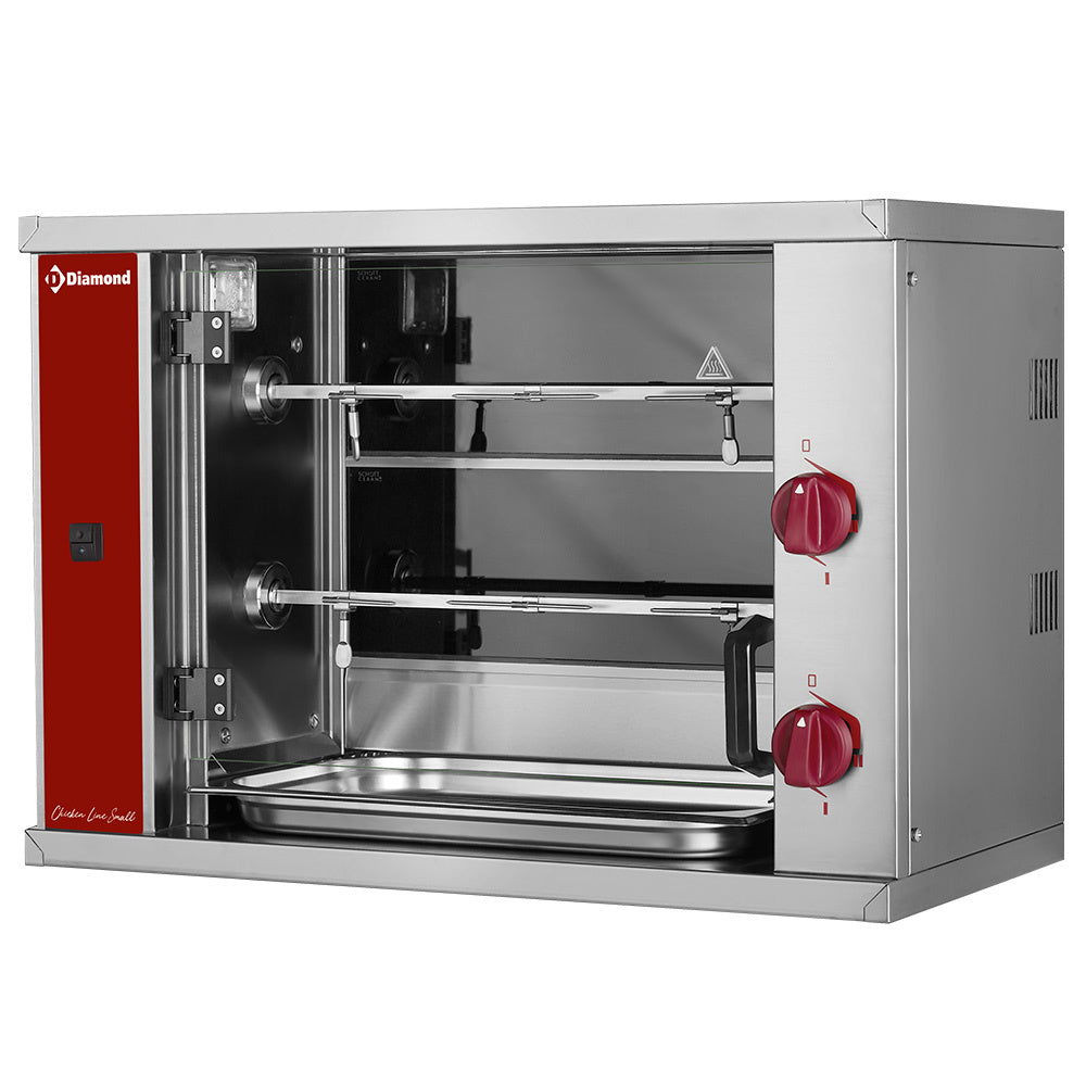 Hähnchengrill Glaskeramik, 2 Spieße (6 Hähnchen) SMALL - RVE/2C-SBC