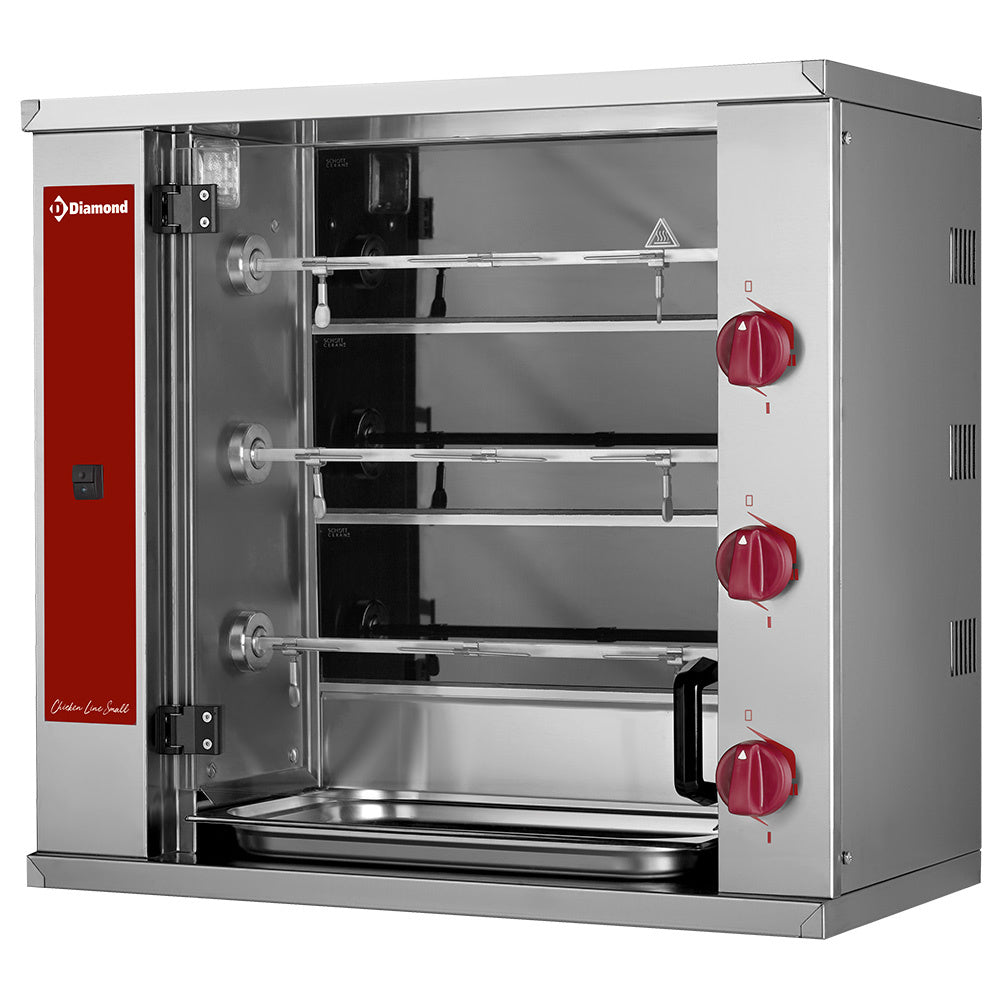 SMALL Hähnchengrill Glaskeramik, 3 Spieße (9 Hähnchen) - RVE/3C-SBC