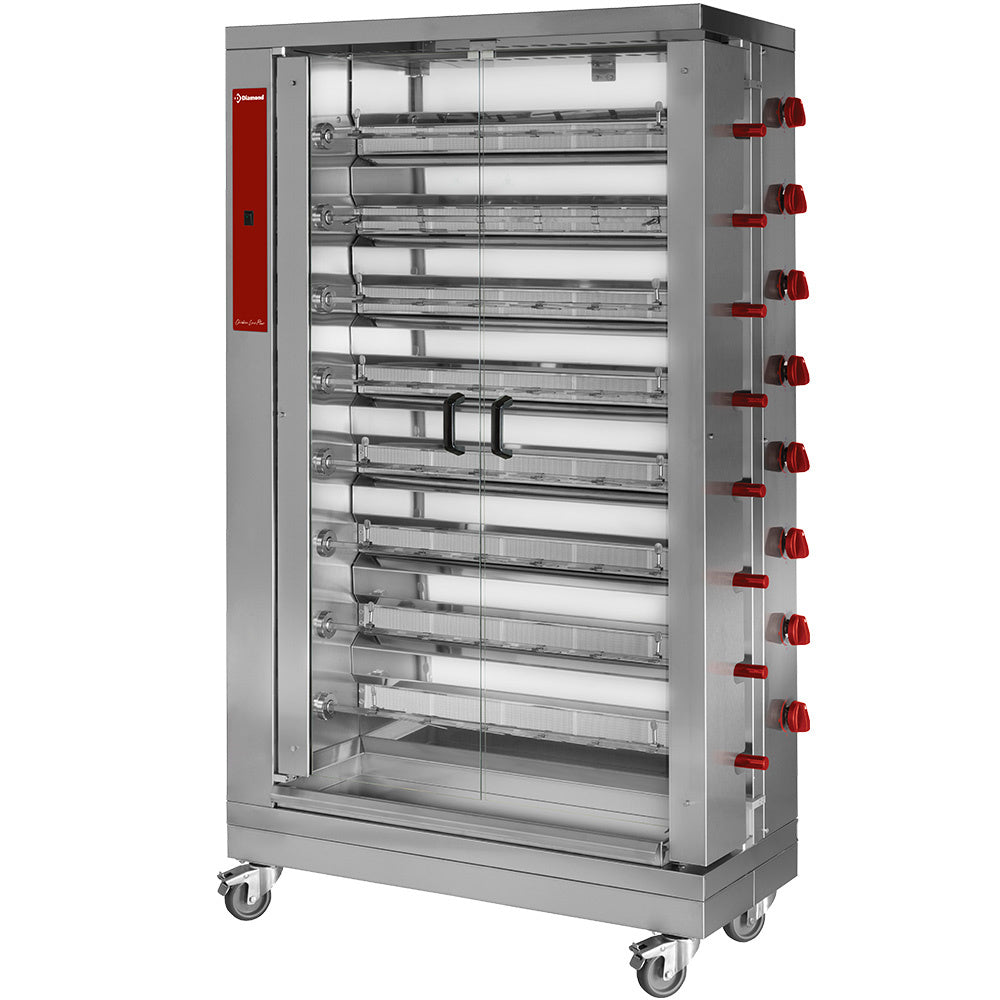 Hähnchengrill Gas, 8 Spieße auf Rädern (48 Hähnchen) - RVG/8-CM