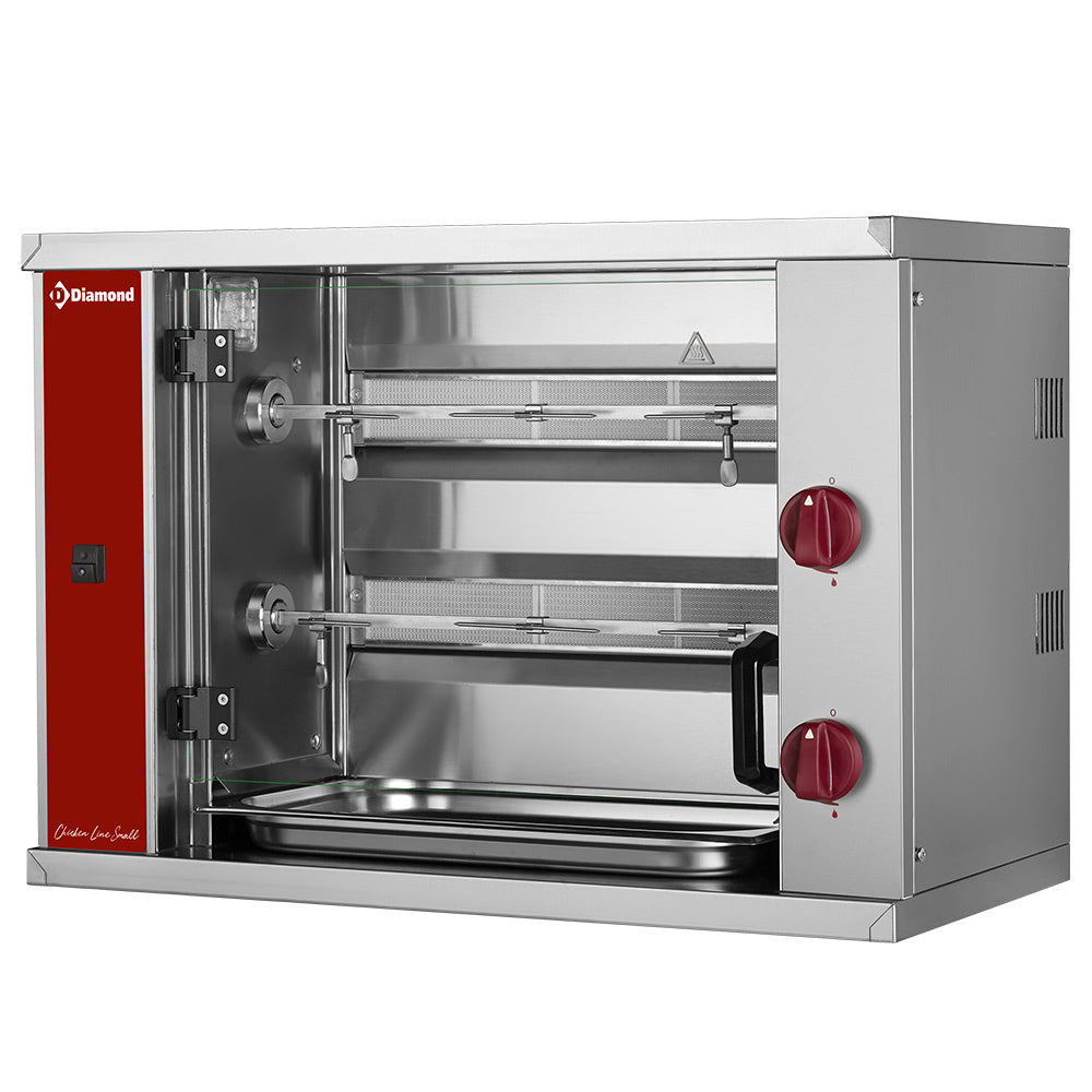 Hähnchengrill Gas (klein), 2 Spieße, (6 Hähnchen)  SMALL - RVG/2-SBC