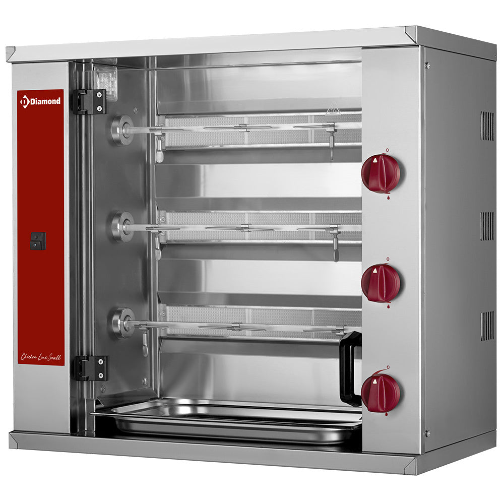 Hähnchengrill Gas, 3 Spieße (9 Hähnchen) SMALL - RVG/3-SBC