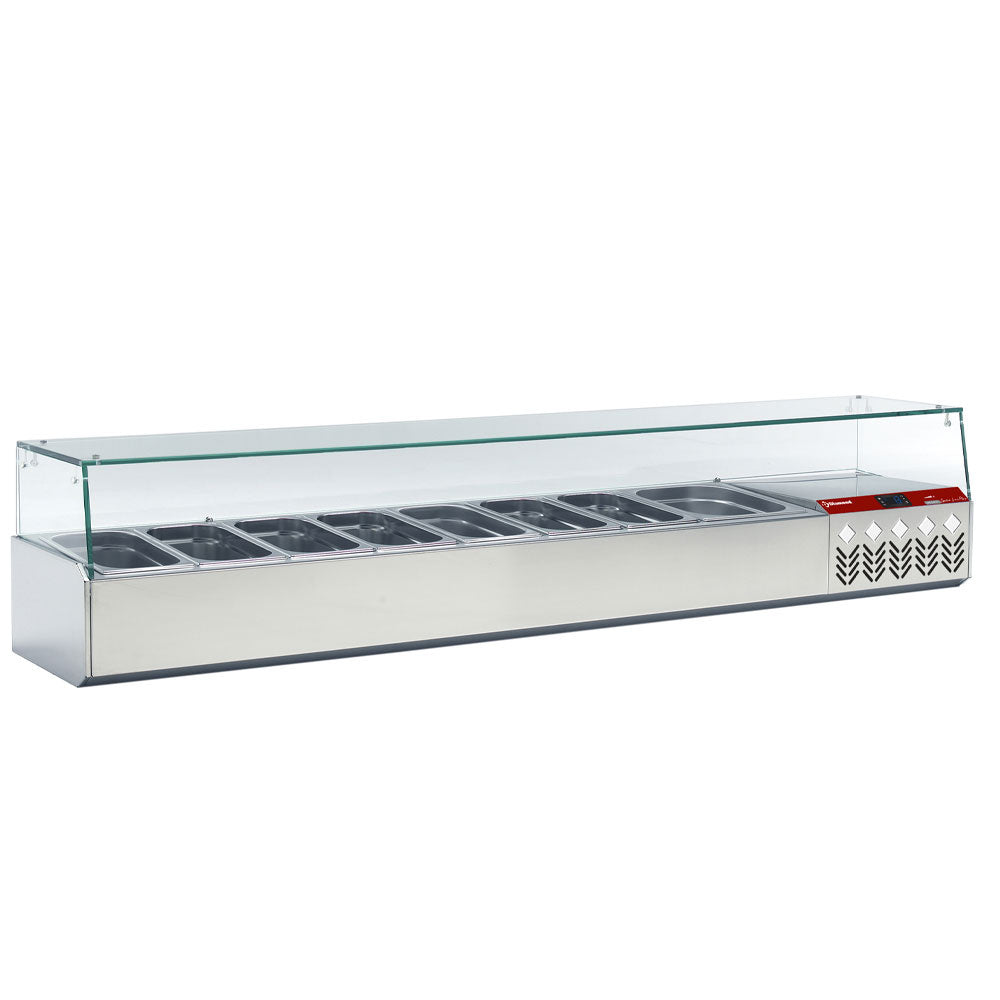 Kühlaufsatz GN 8x1/3, 1x1/9, mit gerader Glasscheibe - SY198G/PP9
