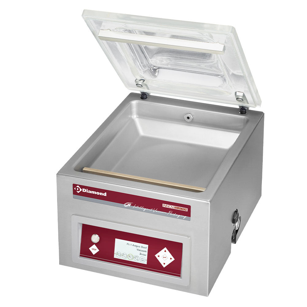 Vakuummaschine, Edelstahlbehälter 350x370xh150 mm. -16 m3/Std. LCD-Bildschirm - TA-85/IVP