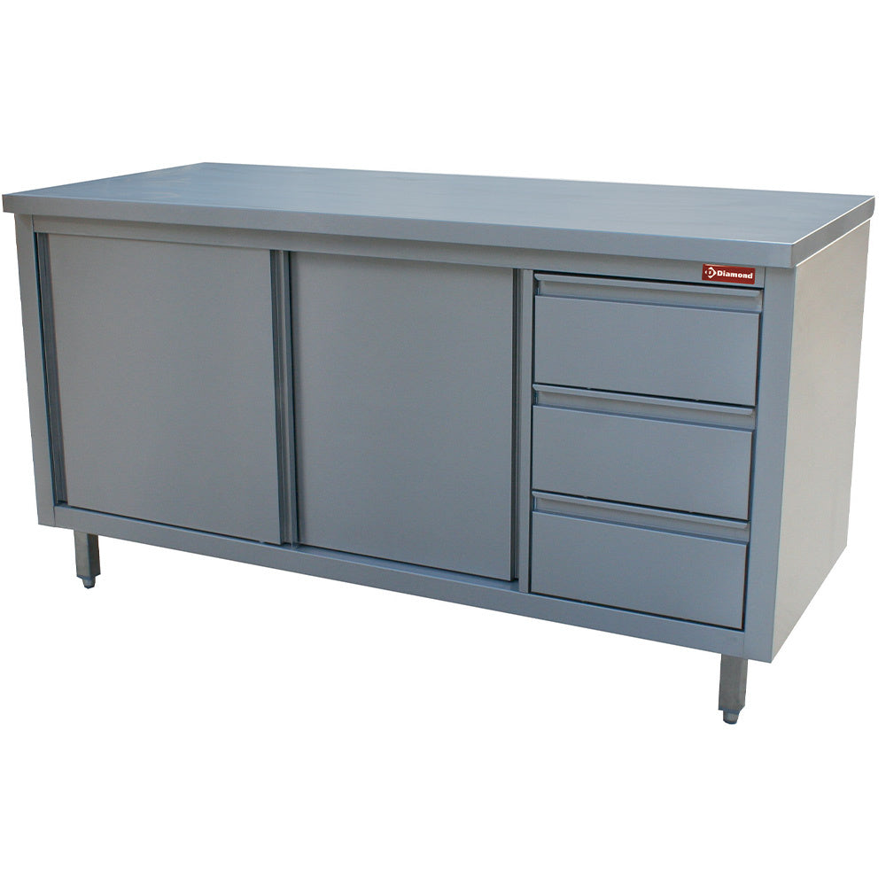 Arbeitsschrank, neutral, 3 Schubladen rechts - TA207CD/B