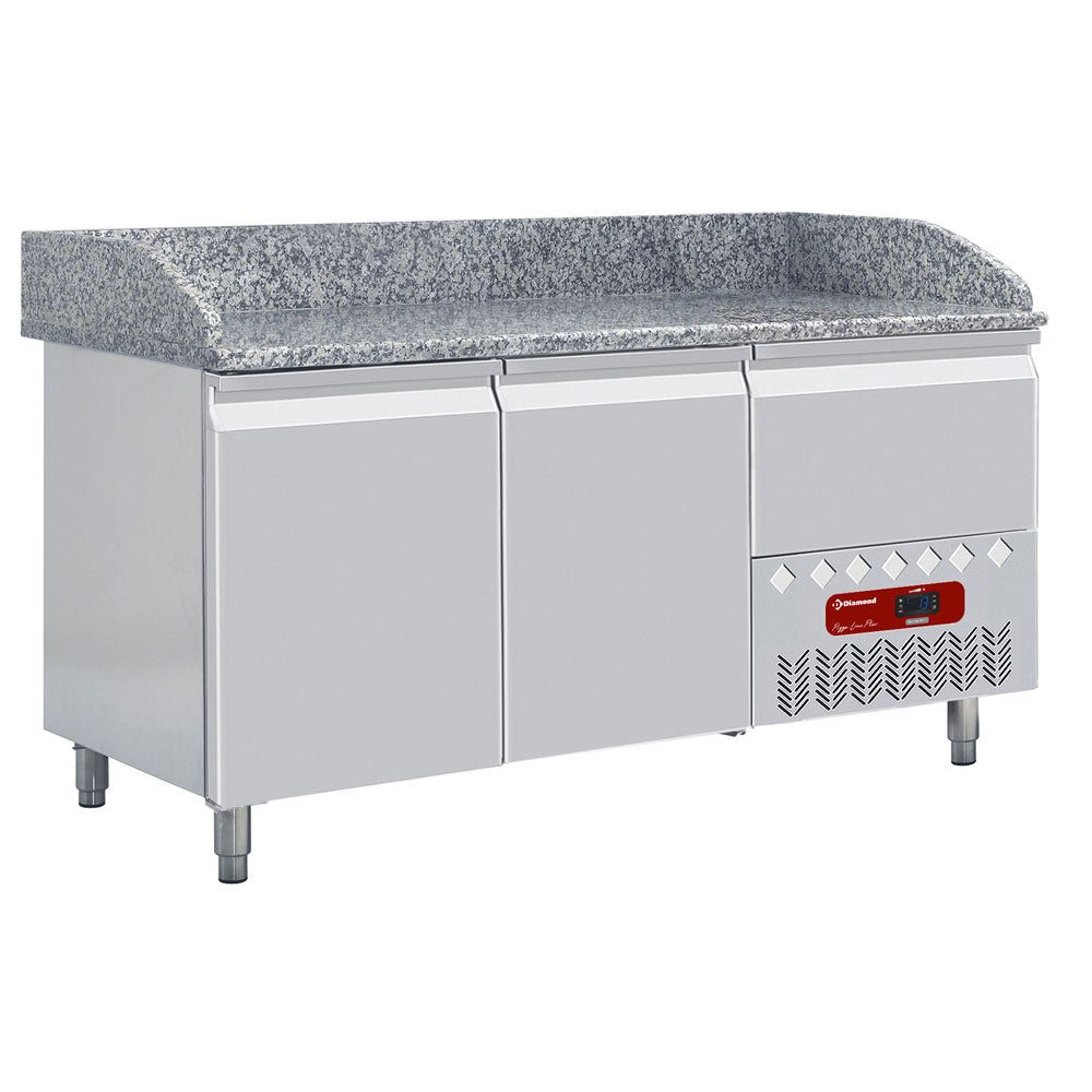 Kühltisch 2 Türen 600x400, 1 neutrale Schubladen (4x Behälter  600x400) - TP23/P9