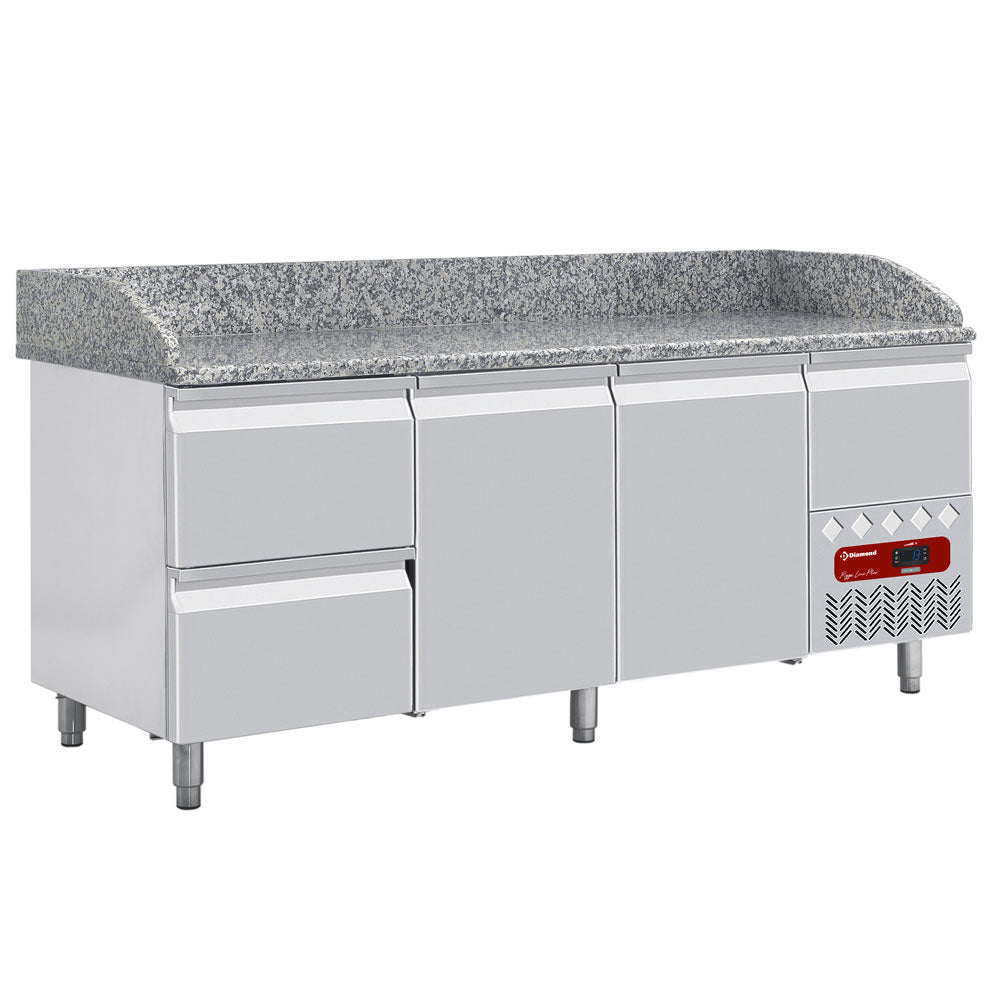 Kühltisch  2 Türen 600x400, 2 neutrale Schubladen (8x Behälter  600x400) + Schubladen für Utensilien - TP261/P9