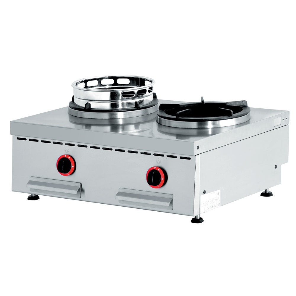 Gas Wok Tischmodell, 2 Brenner (2x 13 kW) - WGX2-8/T