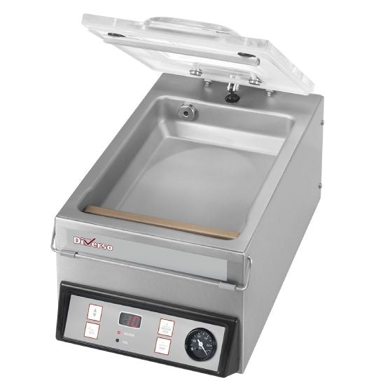 Vakuummaschine, gebogener Deckel, Edelstahltank - 4 m3/h