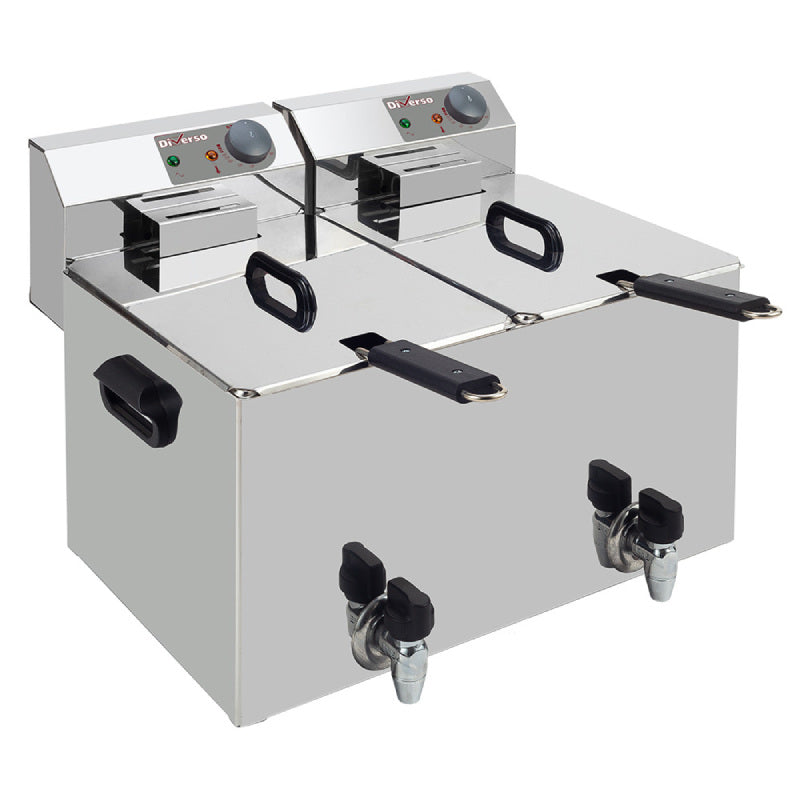 Elektro -Tischfritteuse 2x 8 Liter + Ablasshahn