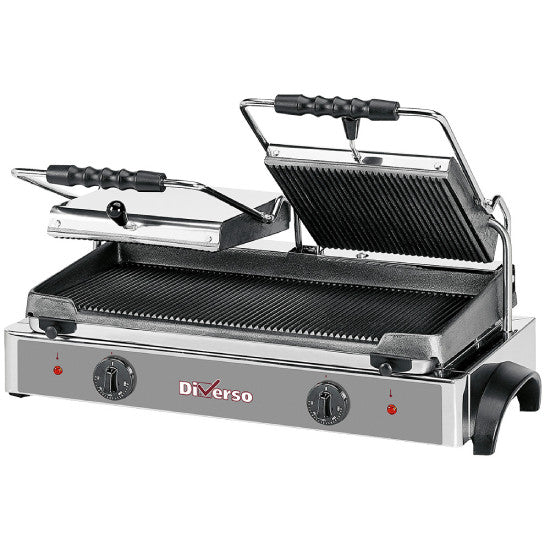 Elektro Kontaktgrill Panini DOPPELT, gerillte Platte