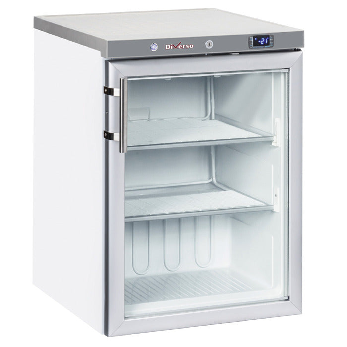 Statischer Gefrierschrank, Glastür, 200 Liter - aus Edelstahl