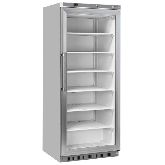 Gefrierschrank, statisch, Glastür, 600 Liter - aus Edelstahl