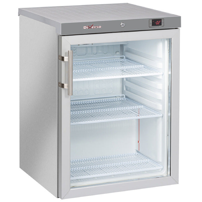 Kühlschrank, Glastür, 200 Liter. aus Edelstahl