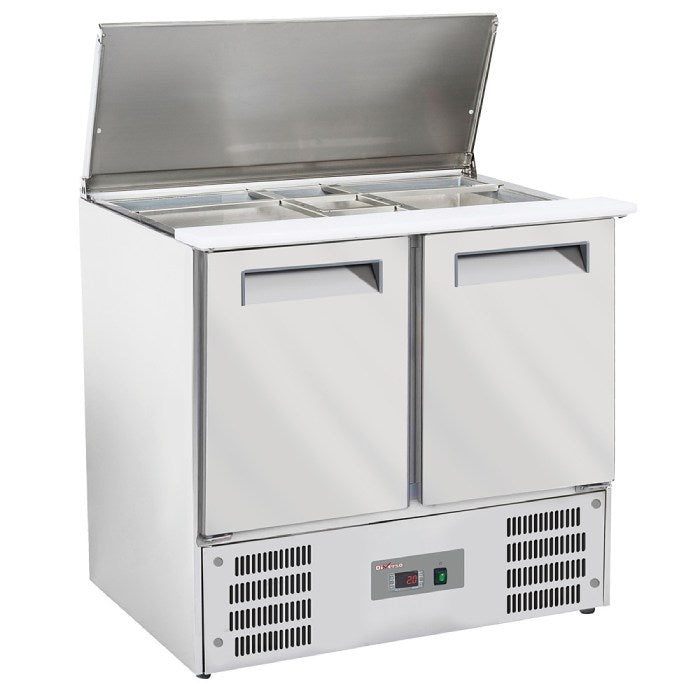 Saladette mit Deckel, 2x GN1/1+3x GN 1/6-150 mm + Reserve 2 Türen,GN 1/1